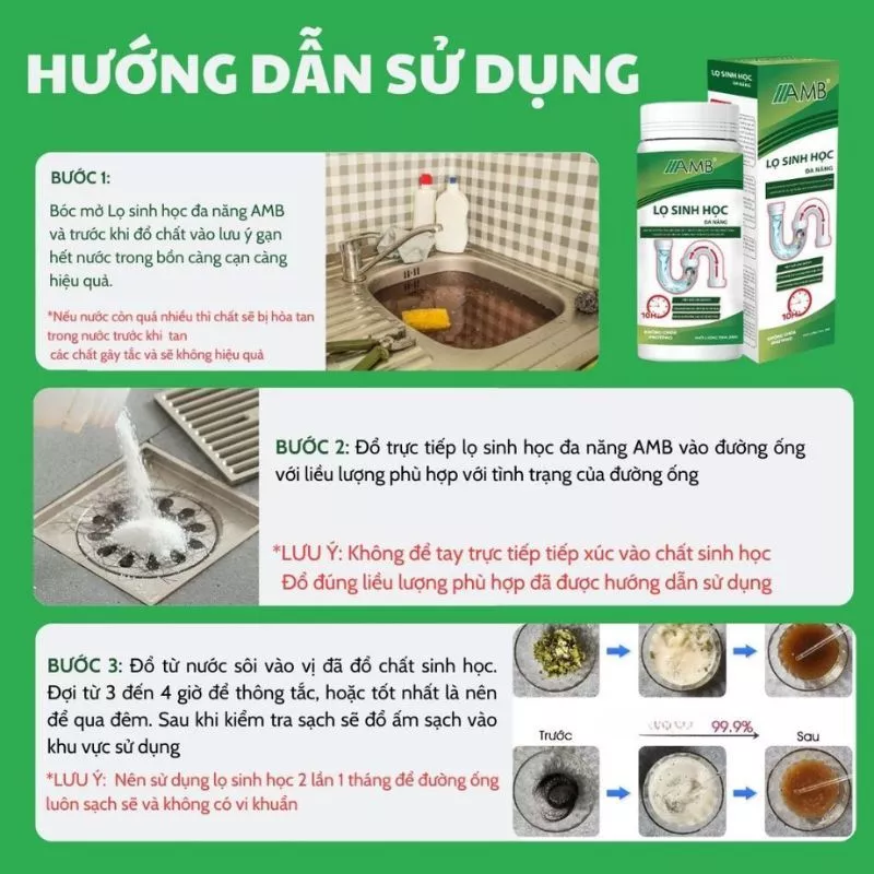 Hướng dẫn sử dụng bột thông cống AMB